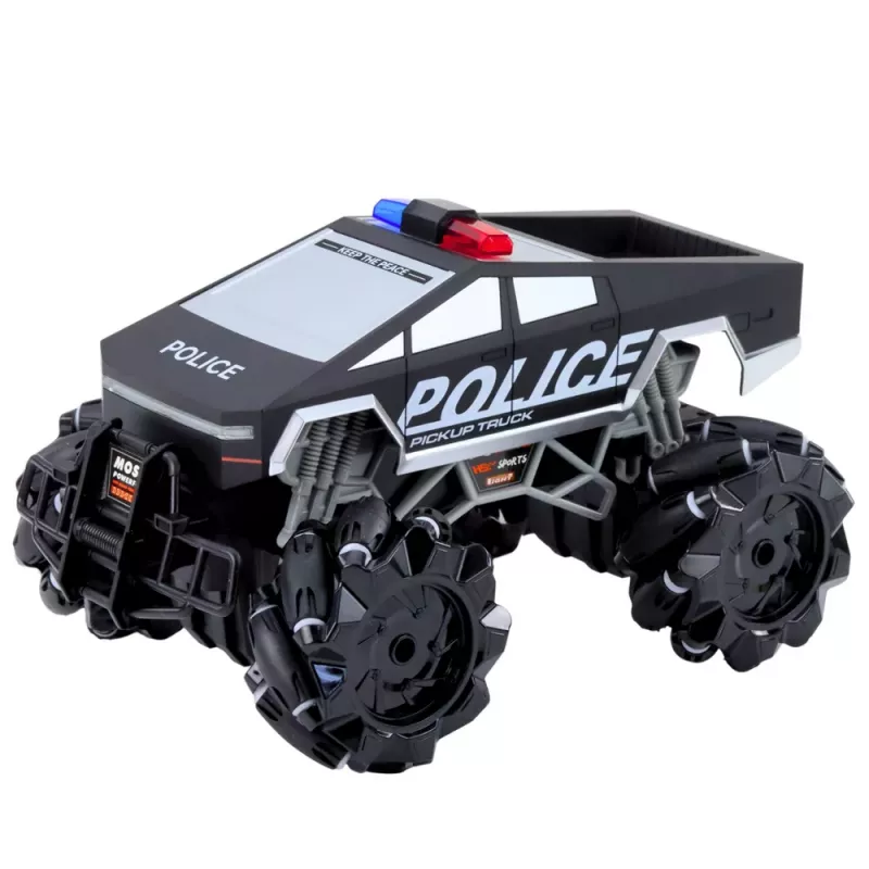 LEAN TOYS Bezceļu transportlīdzeklis Pick Up Truck Policija Ar Tālvadību RC Gaismas Dūmi 1:16