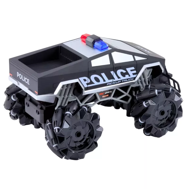 LEAN TOYS Bezceļu transportlīdzeklis Pick Up Truck Policija Ar Tālvadību RC Gaismas Dūmi 1:16