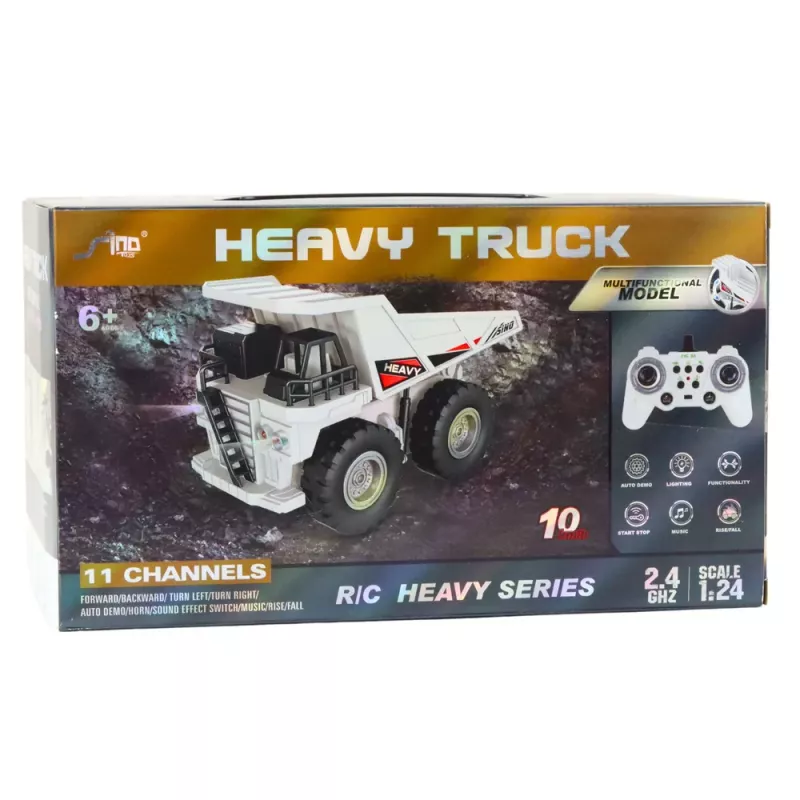 LEAN TOYS Ar tālvadību vadāms RC Crawler Ekskavators ar Gaismām un Skaņām, Balts, 1:24 Mērogs