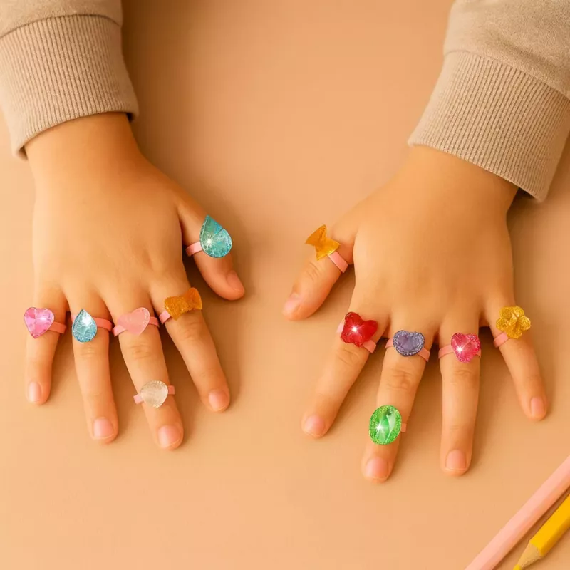 LEAN TOYS Beauty Set Bērnu gredzeni Krāsaini dimanti 50 gab.