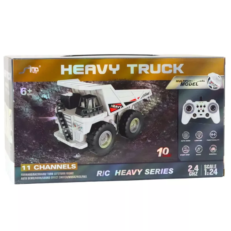 LEAN TOYS Ar tālvadību vadāms RC Crawler Ekskavators ar Gaismām un Skaņām, Balts, 1:24 Mērogs