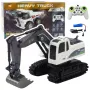 LEAN TOYS Ar tālvadību vadāms RC Crawler Ekskavators ar Gaismām un Skaņām, Balts, 1:24 Mērogs