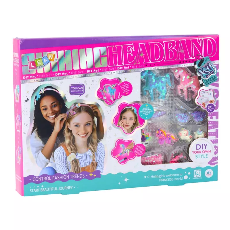 LEAN TOYS DIY radošais komplekts vienradža galvas lentu izgatavošanai ar spīdīgiem rotājumiem