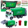 LEAN TOYS Atkritumu mašīna ar atkritumu tvertni, gaismām un skaņām, zaļa, 1:16 mērogs