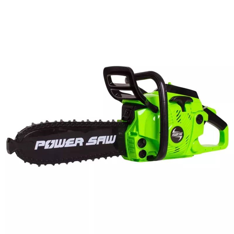 LEAN TOYS Rotaļu motorzāģis bērniem ar gaismām un skaņām, zaļš