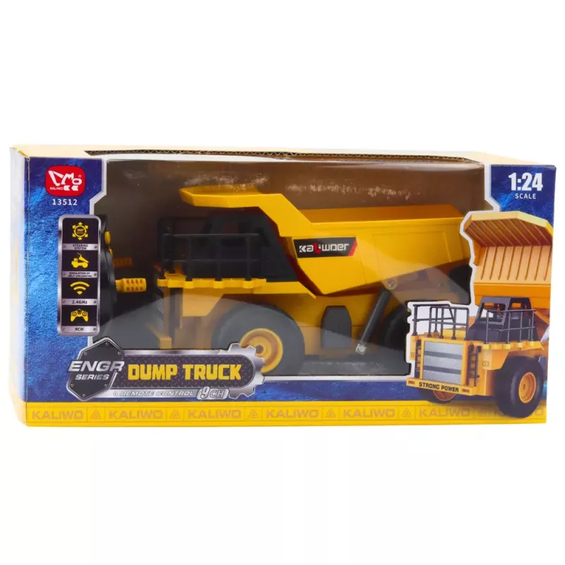 LEAN TOYS Ar tālvadību vadāms būvniecības pašizgāzējs RC LED gaismas 1:24
