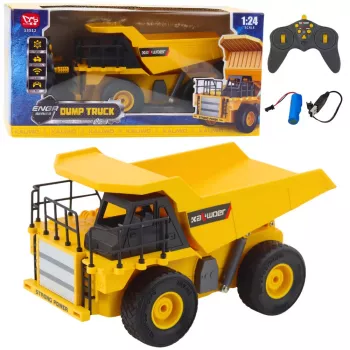 LEAN TOYS Ar tālvadību vadāms būvniecības pašizgāzējs RC LED gaismas 1:24