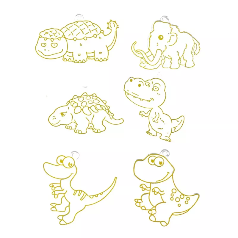 LEAN TOYS DIY Creative Set Stained Glass Keychains Dinosaurs Markers 6 pcs.