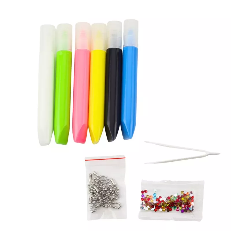 LEAN TOYS DIY Creative Set Stained Glass Keychains Dinosaurs Markers 6 pcs.