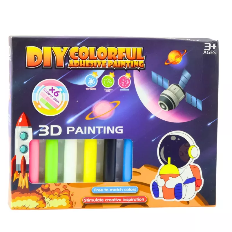 LEAN TOYS 3D DIY Space Painting Set - 12 Piekariņi, 6 Krāsas, Akrils, Ģipsis, Vecums 6+