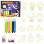 LEAN TOYS 3D DIY Space Painting Set - 12 Piekariņi, 6 Krāsas, Akrils, Ģipsis, Vecums 6+