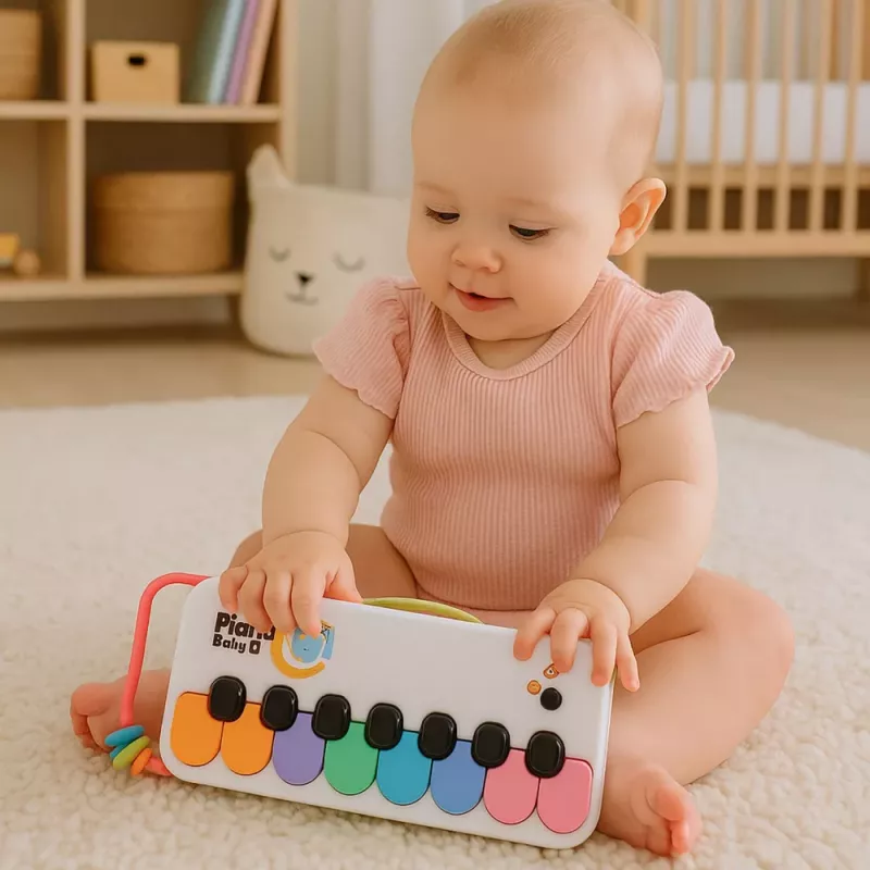 LEAN TOYS Izglītojošas muzikālās klavieres bērniem ar interaktīvām krāsainām pērlītēm