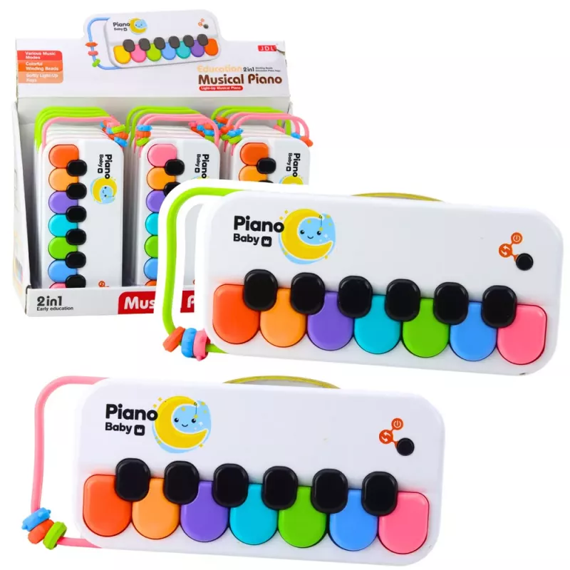 LEAN TOYS Izglītojošas muzikālās klavieres bērniem ar interaktīvām krāsainām pērlītēm
