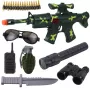 LEAN TOYS Militārā šautenes komplekts ar šautenes aksesuāriem, šāviena skaņu, haki