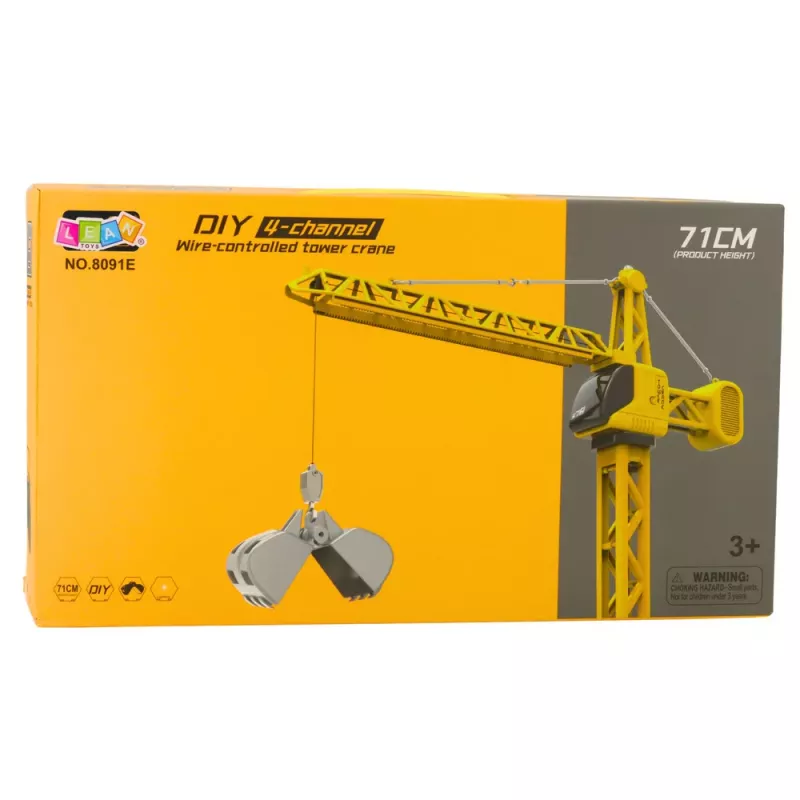 LEAN TOYS Remote Control Construction Crane RC Wired 360° Rotation 71 cm
