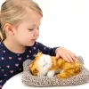 LEAN TOYS Sleeping Ginger Cat on a Pillow Figurine with Fur Bag Sounds