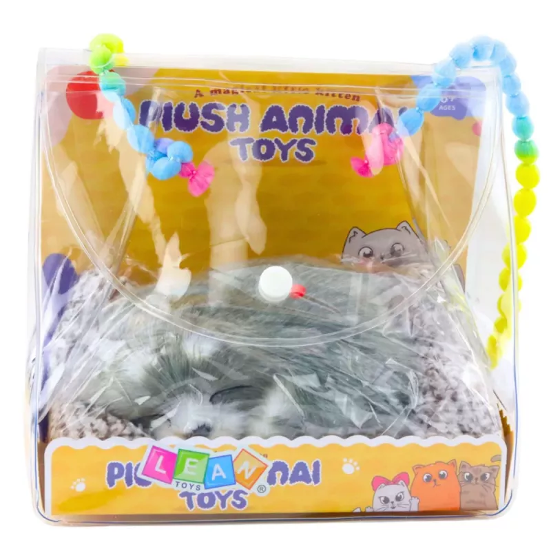 LEAN TOYS Guļošs haskijs uz spilvena figūriņa ar kažokādas maisiņu un skaņām