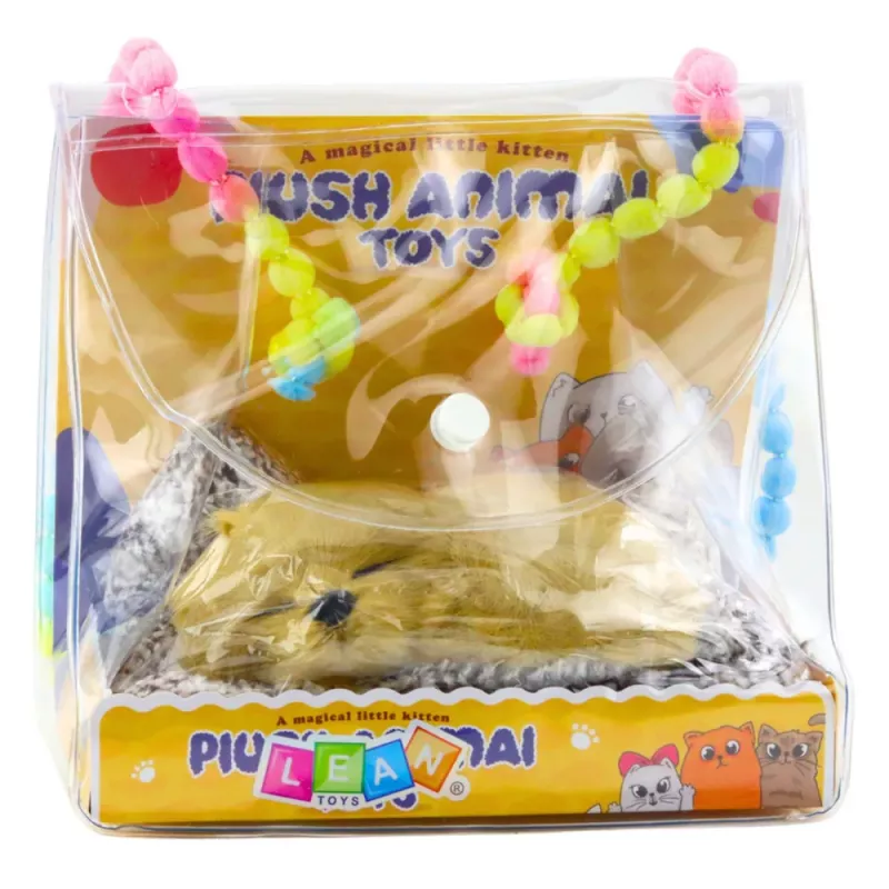 LEAN TOYS Guļošs labradors uz spilvena figūriņa ar kažoku caurspīdīgā somā ar skaņām