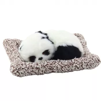 LEAN TOYS Guļošā Panda uz Spilvena Figūriņa ar Kažokādu un Caurspīdīgu Somu