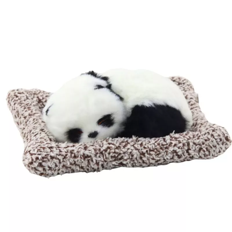 LEAN TOYS Guļošā Panda uz Spilvena Figūriņa ar Kažokādu un Caurspīdīgu Somu