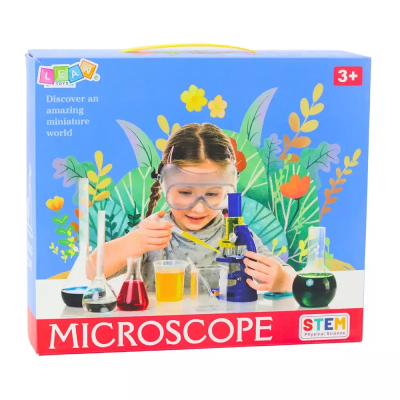 LEAN TOYS Izglītojošs Mikroskops Bērniem Piederumi Palielinājums 300x - 1200x