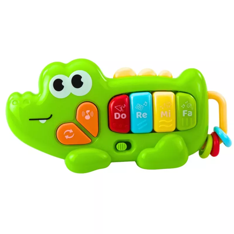 LEAN TOYS Interaktīvā muzikālā pianīte mazuļiem Krokodils Pērlītes Zaļš