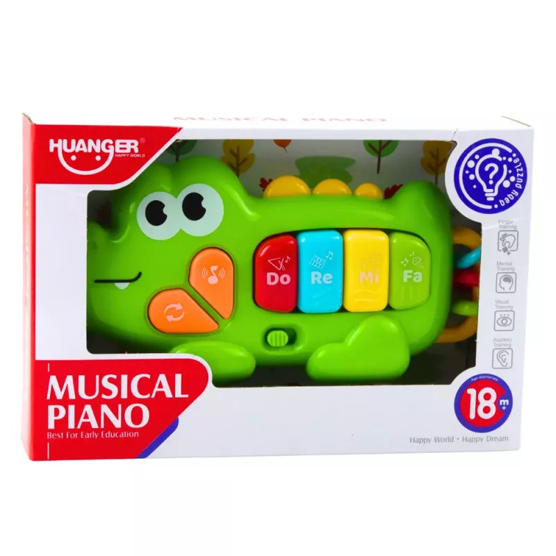 LEAN TOYS Interaktīvā muzikālā pianīte mazuļiem Krokodils Pērlītes Zaļš