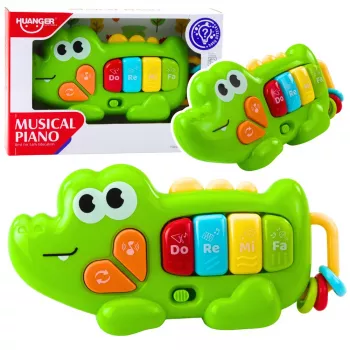 LEAN TOYS Interaktīvā muzikālā pianīte mazuļiem Krokodils Pērlītes Zaļš