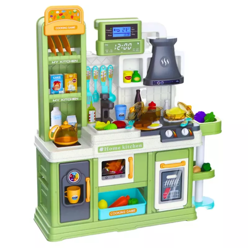 LEAN TOYS Bērnu virtuve Ūdens cikls Ēdiena krāsas maiņa Tvaiks Zaļš 64 gab.