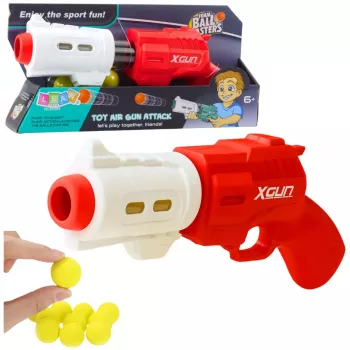 LEAN TOYS Pistole ierocis mīkstajām putuplasta bumbiņām XGUN sarkans 6 gab.