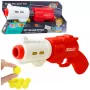 LEAN TOYS Pistole ierocis mīkstajām putuplasta bumbiņām XGUN sarkans 6 gab.