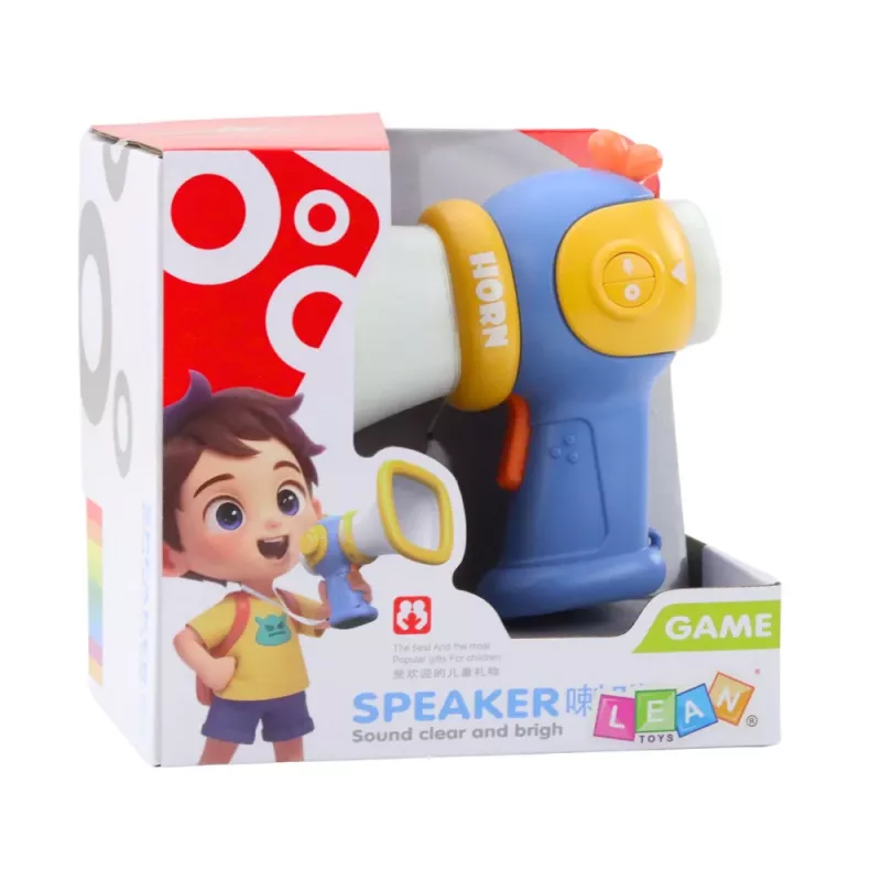 LEAN TOYS Megafons bērniem ar balss pārveidotāju un gaismas efektiem, zils