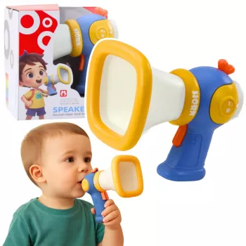 LEAN TOYS Megafons bērniem ar balss pārveidotāju un gaismas efektiem, zils