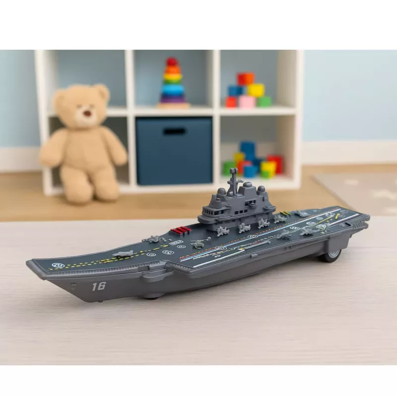 LEAN TOYS Militārais aviācijas bāzes kuģis ar gaismām un skaņām, berzes piedziņa, 24 cm