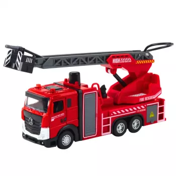 LEAN TOYS Ugunsdzēsēju mašīna ar ūdens šļūteni, ūdens smidzināšanu, gaismām un skaņām