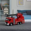 LEAN TOYS Ugunsdzēsēju mašīna ar ūdens šļūteni, ūdens smidzināšanu, gaismām un skaņām