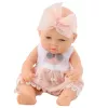 LEAN TOYS Bērnu lelle rozā kleitā, galvas saite, kustīgas rokas un kājas, 30 cm