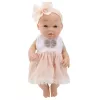 LEAN TOYS Bērnu lelle rozā kleitā, galvas saite, kustīgas rokas un kājas, 30 cm