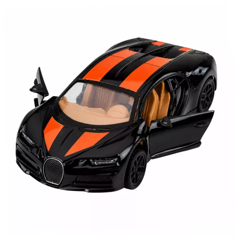 LEAN TOYS Metāla sporta automašīna ar gaismām, skaņu, atsitiena piedziņu, melna, 1:32