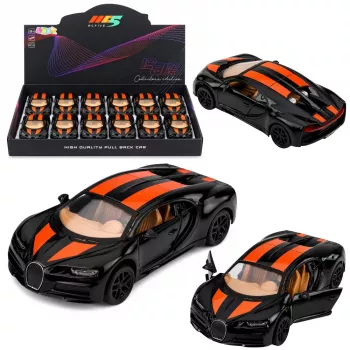 LEAN TOYS Metāla sporta automašīna ar gaismām, skaņu, atsitiena piedziņu, melna, 1:32