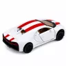LEAN TOYS Metāla sporta automašīna ar gaismām un skaņām, atpakaļgaitas piedziņa, balta, 1:32