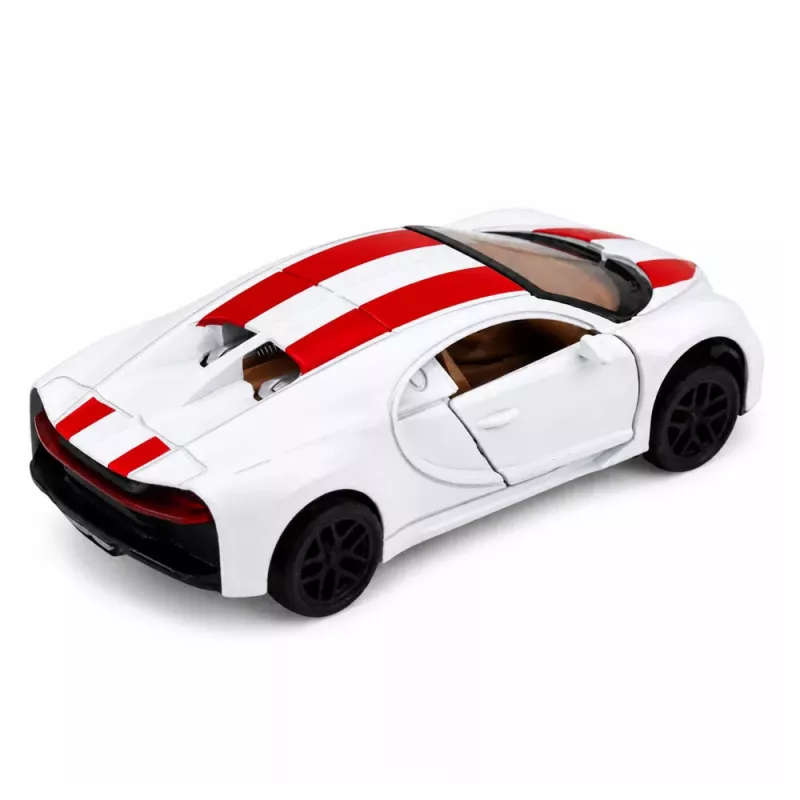 LEAN TOYS Metāla sporta automašīna ar gaismām un skaņām, atpakaļgaitas piedziņa, balta, 1:32