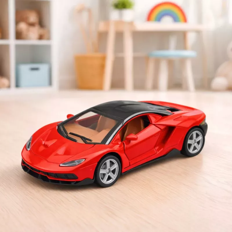 LEAN TOYS Sporta auto Metāls Atveramas durvis Gaismas Skaņas Sarkans 1:32