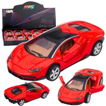 LEAN TOYS Sporta auto Metāls Atveramas durvis Gaismas Skaņas Sarkans 1:32