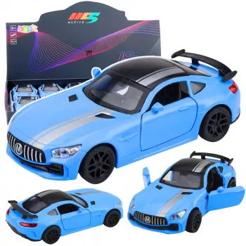 LEAN TOYS Sporta auto metāls ar atveramām durvīm, gaismām un skaņām zils 1:32