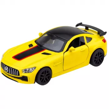 LEAN TOYS Sporta auto Metāls Atveramas durvis Gaismas Skaņas Dzeltens 1:32