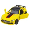 LEAN TOYS Sporta auto Metāls Atveramas durvis Gaismas Skaņas Dzeltens 1:32