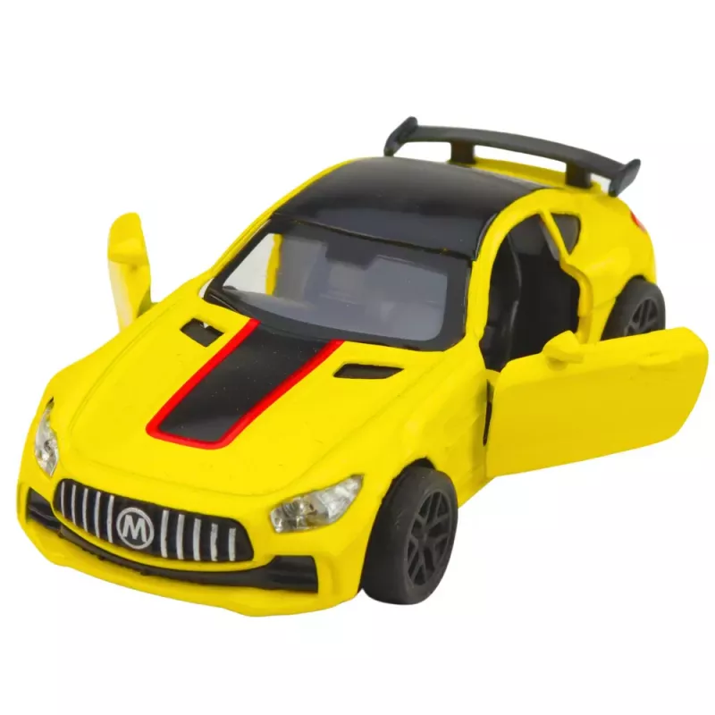 LEAN TOYS Sporta auto Metāls Atveramas durvis Gaismas Skaņas Dzeltens 1:32
