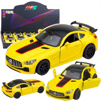 LEAN TOYS Sporta auto Metāls Atveramas durvis Gaismas Skaņas Dzeltens 1:32