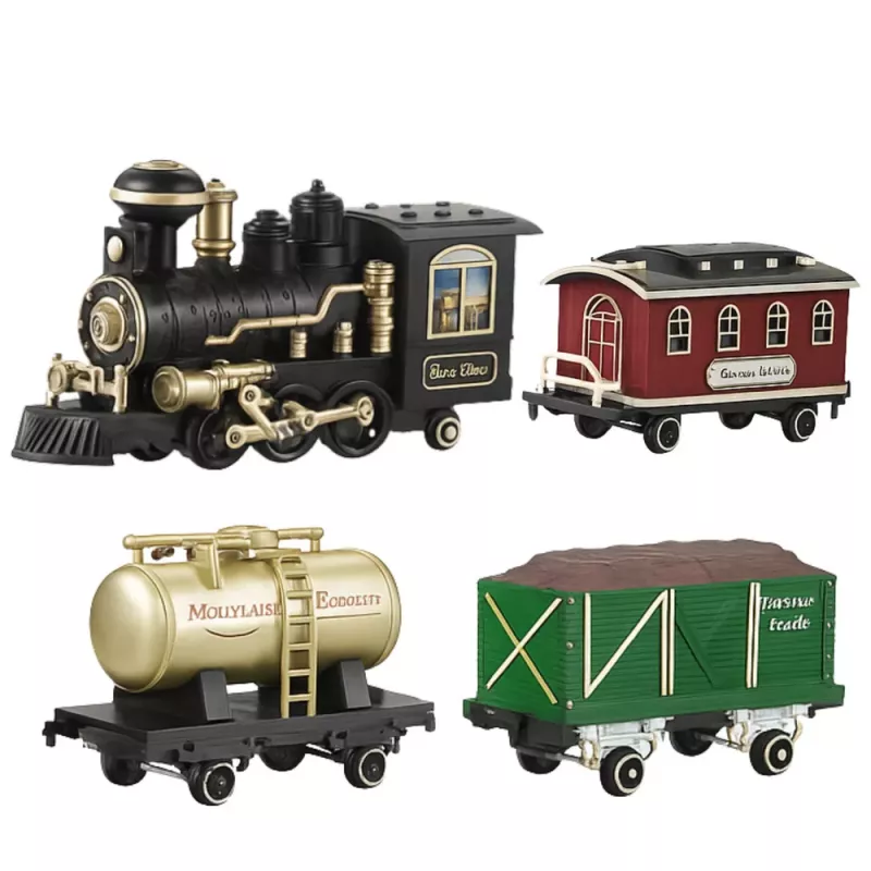 LEAN TOYS Electric Train Classic RC Train ar gaismām, skaņām un dūmiem, 206 cm trase, 24 gabali